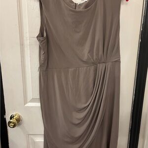 Calvin Klein Taupe Draped Midi Dress